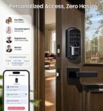 Veise VE027-L WiFi Smart Lock with Handles Set for Front Door, Matte Black | Remote APP Control, Fingerprint Voice & Fob Unlock, Touchscreen Keyless Entry Door Lock with Lever, No Hub Need, Auto Lock - Image 7