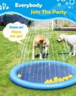 Peteast Splash Pad for Dogs & Kids - Anti-Slip Dog Pool for Large Dogs, 0.58 mm Thickened Durable Outdoor Water Play Mat, Summer Sprinkler Toy for Backyard (67in, Blue) - Image 6