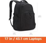 Amazon Basics Travel Laptop Backpack with Multiple Pockets and Compartments for 17 in / 43.1 cm Laptop, Water Resistant, Spacious with Padded Shoulder Straps, Black - Image 5