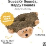 ZippyPaws Loopy - No Stuffing Dog Toys to Keep Them Busy, for Small, Medium, & Large Dogs, Squeaky Pet Toy for Boredom, Unstuffed Chew Toy, Soft Plush Puppy Products, Hedgehog - 10" - Image 4