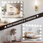 Vanity Mirror with Lights Lighted Makeup Mirror with 15 Dimmable LED Bulbs,3 Color Lighting Modes,USB Charging Port Touch Control,Sturdy Metal Frame Design 24x18 Inch,White - Image 6