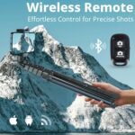 UBeesize 62" Phone Tripod & Selfie Stick with Wireless Remote and Phone Holder, Compatible with iPhone and Android for Selfies, Video Recording, and Live Streaming(Black) - Image 5