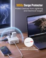 SUPERDANNY Extension Cord,Flat Plug Surge Protector Power Strip,10Ft | 8 AC & 4 USB Ports (2 USB C),Surge Protector with 1050J,Desk Charging Station for Home Office,College Dorm Room Essentials - Image 7