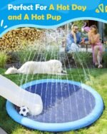 Peteast Splash Pad for Dogs & Kids - Anti-Slip Dog Pool for Large Dogs, 0.58 mm Thickened Durable Outdoor Water Play Mat, Summer Sprinkler Toy for Backyard (67in, Blue) - Image 8