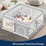 Baby Playpen with Mat, 50x50 Inch Playpen with Mat Waterproof for Babies and Toddlers Play Pen Playards Safety Gate Fence Active Center Indoor - Image 5