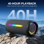 Portable Bluetooth Speaker Wireless, 40W Super Bass with Smart Display, IP67 Waterproof, 40H Playtime, RGB Colorful Lights, Bluetooth 5.4, for Home Party Outdoor Travel Beach Gift - Image 6