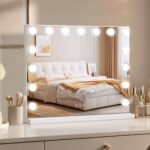 Vanity Mirror with Lights Lighted Makeup Mirror with 15 Dimmable LED Bulbs,3 Color Lighting Modes,USB Charging Port Touch Control,Sturdy Metal Frame Design 24x18 Inch,White - Image 10
