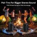 Portable Bluetooth Speaker, IPX7 Waterproof Wireless Speaker with 20W Loud Stereo Sound, 15H Playtime & Beat-Synced RGB Light, Small Outdoor Speaker for Shower, Pool, Beach, Hiking and Gifts - Image 5
