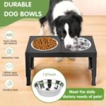 XIAZ Elevated Dog Bowls Large Breed Raised Dogs Bowl Stand Large/Medium Sized Dog Stainless Steel Food Water Bowl Stands 5 Heights Adjustable 9/11/12/14in Black Pet Feeder Dish Station - Image 6