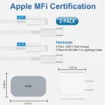iPhone Charger Fast Charging, USB C Charger Block, 6FT/10FT Lightning Cable | For Apple iPhone 14/13/12/11 Series, 2-Pack 6FT/10FT Long USB C to Lightning Cables, AirPods with Lightning Charging Case - Image 7