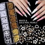 Teenitor 4 Boxes Nail Charms and Gems Set, Nail Rhinestones Nail Kit with Nail Art Brushes Nail Stand, Nail Gems Nail Design Tools with 15pcs Nail Stickers, Gold Nail Pearls for Women Nail Decorations - Image 7