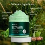VOERUY Scalp Scrub, Rosemary Scalp Exfoliator Scrub Shampoo, 2-in-1 Scalp Treatment with Mint Oil, Hair Treatment to Clarify and Remove Build Up with Silicone Scalp Massager, 10.6oz/300g - Image 4