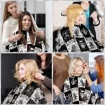 FEBSNOW Hair Cutting Cape Kit,Professional Barber Cape with Neck Duster Brush for Adults Waterproof Salon Cape with Adjustable Closure Snap Salon Barber Supplies 47x55 Inches(Black and White Plaid) - Image 7