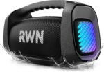 RWN Outdoor Bluetooth Speaker: 160W Loud Sound, IP67 Waterproof with 24H Playtime, Fast Charge, Bass, TWS, Portable Wireless Speakers with Light Show for House, Party, Projector, Beach (Black) - Image 2