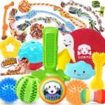 KIPRITII 25 Pack Various Dog Toys Set – Ideal for Teething, Entertainment & Interactive Play, Includes Puppy Toys, Rope Toys, Treat Balls and Squeaky Dog Toys - Image 2