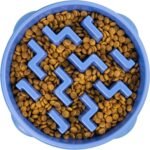 Outward Hound Fun Feeder Slo Bowl – Large 4‑Cup Capacity, Slow Feeding, Medium to Large Dogs, Non‑Slip, Blue, Notch Pattern - Image 2
