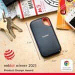 SANDISK 2TB Extreme Portable SSD (Old Model) - Up to 1050MB/s, USB-C, USB 3.2 Gen 2, IP65 Water and Dust Resistance, Updated Firmware - External Solid State Drive - SDSSDE61-2T00-G25 | 1050MB/s NVMe SSD with IP55 rating and 256-bit AES encryption for photography, travel and video capture - Image 3