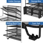 Simple Trending 7 Tier Desk File Organizer, Letter Tray Paper Organizer with Pen Holder and Metal Hanging Basket, Black - Image 4