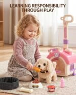 23Pcs Dog Toys for Kids Girls, Walking Barking Interactive Realistic Stuffed Dog with Portable Puppy Stroller & Accessories Toys, Pretend Puppy Pet Care Playset Gifts for Little Girls 3 4 5 6 Year Old - Image 5