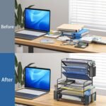 Simple Trending 7 Tier Desk File Organizer, Letter Tray Paper Organizer with Pen Holder and Metal Hanging Basket, Black - Image 5