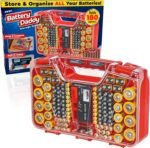 Ontel Battery Daddy Storage & Organizer Case w/Tester, Stores & Protects Up to 180 Batteries, Double-Sided, Clear Locking Lid, Secure Latches & Portable Carrying Handle - Red (Batteries Not Included) - Image 2