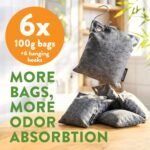 Charcoal Odor Absorber for Strong Odor (6 Pack, 100g each), Bamboo Charcoal Air Purifying Bag, Basement Musty Odor Eliminator Deodorizer, Activated Charcoal Odor Absorber for Closet, Shoe, Car - Image 7