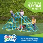 Eezy Peezy Mega Pyramid Monkey Bars Climbing Tower Active Outdoor Fun for Kids Ages 3 to 8 Years Old, Blue/Green - Image 4