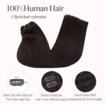 GOO GOO Clip in Hair Extensions Real Human Hair, Remy Human Hair Extensions Clip ins for Women, Natural Human Hair, 20inch 120g 7Pcs, 2 Dark Brown - Image 4