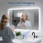 STARLEAD 28"x36" LED Bathroom Mirror with Bluetooth Speaker, 3 Color Temperature, Stepless Dimming, Anti-Fog, Touch Control, Wall-Mounted Vanity Mirror, Vertical or Horizontal - Image 5