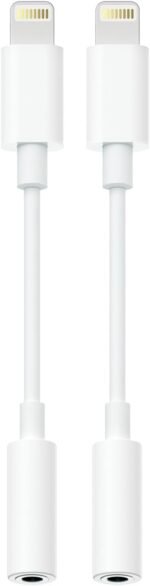 Lightning to 3.5mm Headphone Adapter for iPhone - 2 Pack Hi-Fi iPhone Aux Adapter Converter Jack Dongle Audio Cord for Apple iPhone 14 13 12 11 X XS White - with Microphone - Image 2