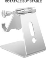 OMOTON C2 Adjustable Aluminum Cell Phone Stand with Charging Cutout, Silver | Sturdy 3mm Base with Non-Slip Silicone Pads, Multi-Angle, Works with 19mm Thick Cases Smartphones, Desktop Recording Facetime - Image 5