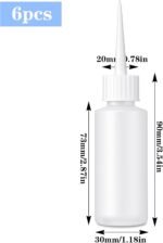 6 pcs 50mL/ 1.69 oz Plastic Squeeze Bottles Glue Oil Bottle Precision Tip Applicator Bottle Color Bottles for Hair Salon Paint Art Craft Liquids Glue - Image 3