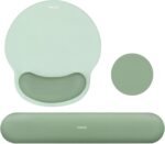 MOSISO Wrist Rest Support for Mouse Pad&Keyboard Set, Antique Green | Circle Curved Ergonomic Mousepad Non-Slip Base Home/Office Pain Relief&Easy Typing Pad with Soft Cloth&Silicone Lining - Image 2