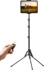Lamicall Tablet Floor Tripod Stand 64.9" Fast Adjustable Height iPad Holder | Tablet Mount with Bluetooth Remote, 64.9" Fast Height Adjust, Watching for 4.7-13" iPad Pro Mini Air Kindle iPhone Fire Tabs - Image 2