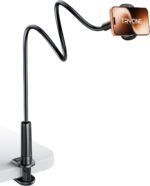 Tryone Gooseneck Phone Holder Hands-Free for Phone Viewing Or Recording, Adjustable Stable Metal Cell Stand Mount for Desk Table Bed, Soporte para Celular, Fits 4-7 Phones Including iPhone - Black - Image 2
