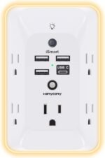 Outlet Extender with Night Light, Multi Plug Wall Outlet, Surge Protector | Multiple Electrical Outlet Splitter Expander, 4 USB Ports (1 USB C) Wall Charger, Plug Extension Adapter for Home, Dorm, RV - Image 2