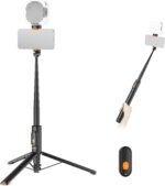NEEWER 57.9" Selfie Stick Tripod Compatible with iPhone Samsung Android, Metal Portable Lightweight Travel Cell Phone Stand with Phone Holder Mount & Remote for Video Recording Filming, PA992 Black - Image 2