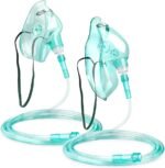 ANSNF Oxygen Mask for Face Adult with Tube - Size M L Green - NO Cup | NO CUP design - comes with 2 masks & 6.6' tubing (M+L). No smell, lightweight, easy to clean. Assembly in 10 seconds. - Image 2