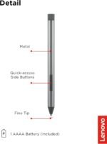 Lenovo Digital Pen 2 (Laptop) - Ultra-Tactile Response - 4,096 Levels of Pressure - Natural Feel Elastometer Pen Tip - Extended Battery Life - Silver, Grey - Image 7