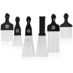 6 Pack Curly Afro Hair Metal Hair Picks, Metal Tool Hair Combs for Men Women Afro Wigs (Black) - Image 2