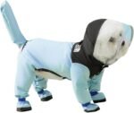 Waterproof Dog Raincoat, Clear Hood, Leash Hole, Blue, X-Small | Full-leg coverage, reflective strips and adjustable cuffs in durable 300D polyester help keep dogs dry on rainy walks. - Image 2