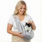 Tomkas Small Dog Cat Sling Carrier Puppy Purse Travel Wrap Soft Crossbody Pet Bag (Gray, M - Classic Pocket & Classic Strap) - Image 2