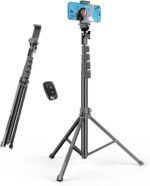 EMART 62’’ Cell Phone Tripod Stand with Remote for iPhone and Android | Compact lightweight design easy to carry for travel & outdoor use，works great for live streaming, vlogging, filming - Image 2