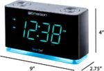 Emerson Smartset Alarm Clock Radio with Bluetooth Speaker with USB Port for iPhone/iPad/iPod/Android and Tablets, 1.4" Cyan LED Display and Night Light, ER100301 - Image 9
