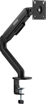 MSI MAG MT101G - Gas Spring Single Monitor Stand Arm, Supports 17-32" and 22 lbs, VESA Compatible, Adjustable Gas Spring Mount, Clamp & Grommet, Quick Release Plate – Black - Image 2