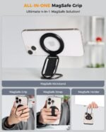 SUPERONE for MagSafe Phone Grip Kickstand, Magnetic Phone Ring Holder | 4-in-1 for MagSafe Phone Ring Stand with Finger-Loop Strap, Mag Safe Accessories Compatible with iPhone 17-12 series - Black - Image 7