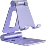 Nulaxy Full Aluminum Dual Folding Cell Phone Stand for Desk, Purple | Height Angle Adjustable, Portable, Anti-Slip Base, Fits 18mm Thick Case Smartphone, Nintendo Switch Desk Essential Accessory - Image 2