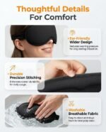 Blackout Weighted Eye Mask for Sleeping, 3D Contoured Sleep Mask for Women | Soft Breathable, Gentle-Pressure, Deep Cups, Adjustable Elastic Strap, Zero Eye Pressure, Eyelash Friendly for Travel, Black - Image 6