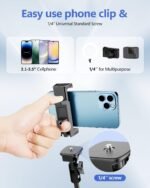 EMART 62’’ Cell Phone Tripod Stand with Remote for iPhone and Android | Compact lightweight design easy to carry for travel & outdoor use，works great for live streaming, vlogging, filming - Image 6