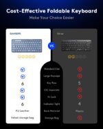 Samsers Full-Size Foldable Bluetooth Keyboard for Laptop Phone Tablet -Blue | 0.65in keycap, PU Leather Cover, Pocket-Sized, Mobile Working, Phone Stand, BT 5.1 x 3, On-the-go, for Travel Business Use - Image 8